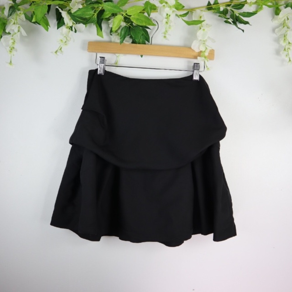 3.1 Philip Lim Wool & Silk Black Flounce Skirt